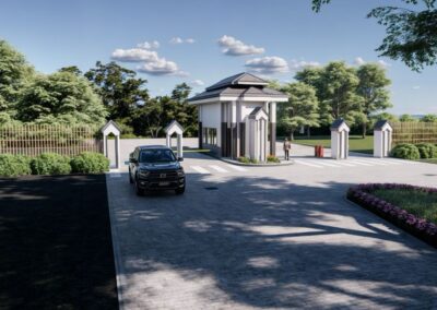 Render 3D entrada residenciales contado la española Chinautla, Guatemala